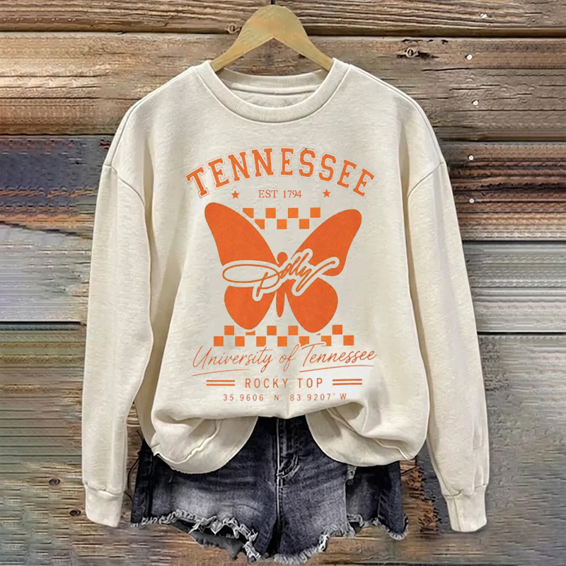 Dolly Orange Butterfly Tennessee Football Sweatshirt