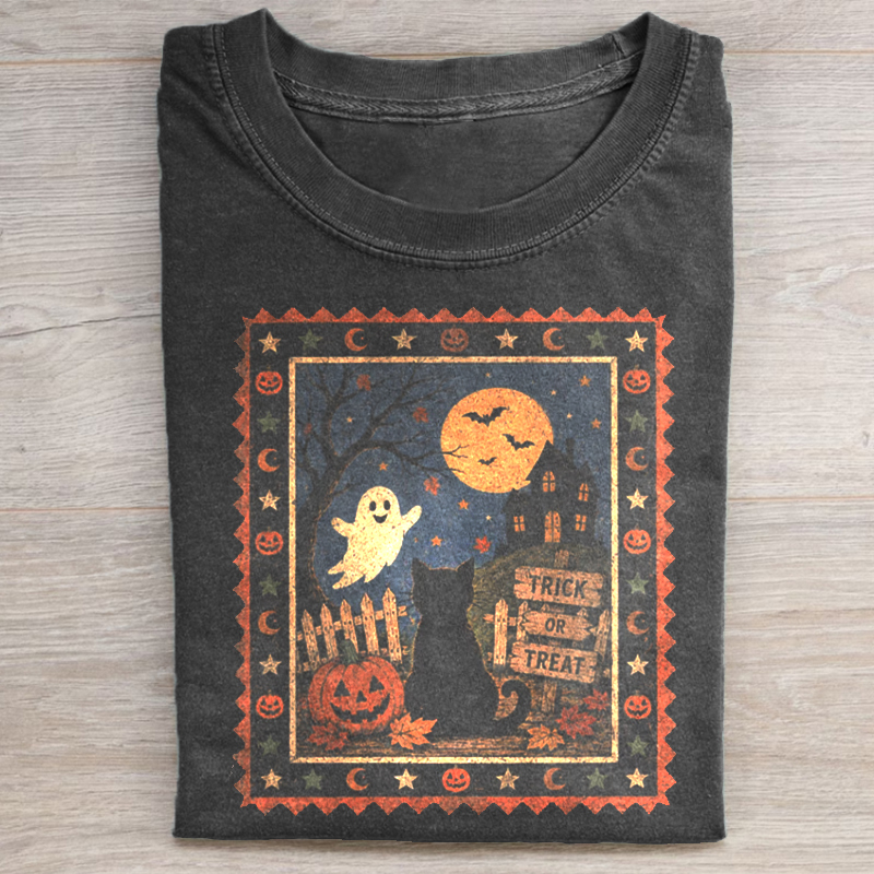 Vintage Halloween Cat T-shirt