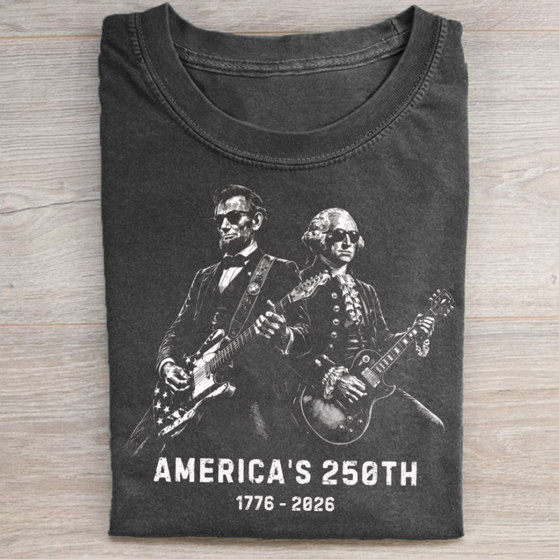 George Washington & Lincoln Playing Guitar T-shirt