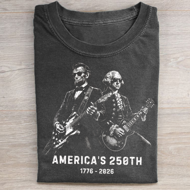 George Washington & Lincoln Playing Guitar T-shirt