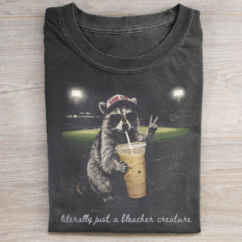 Racoon Funny Ballfield Dark T-shirt