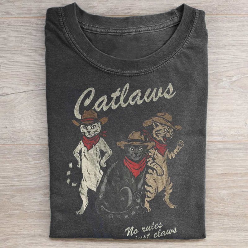 Vintage Cowboy Cat Graphic T-shirt