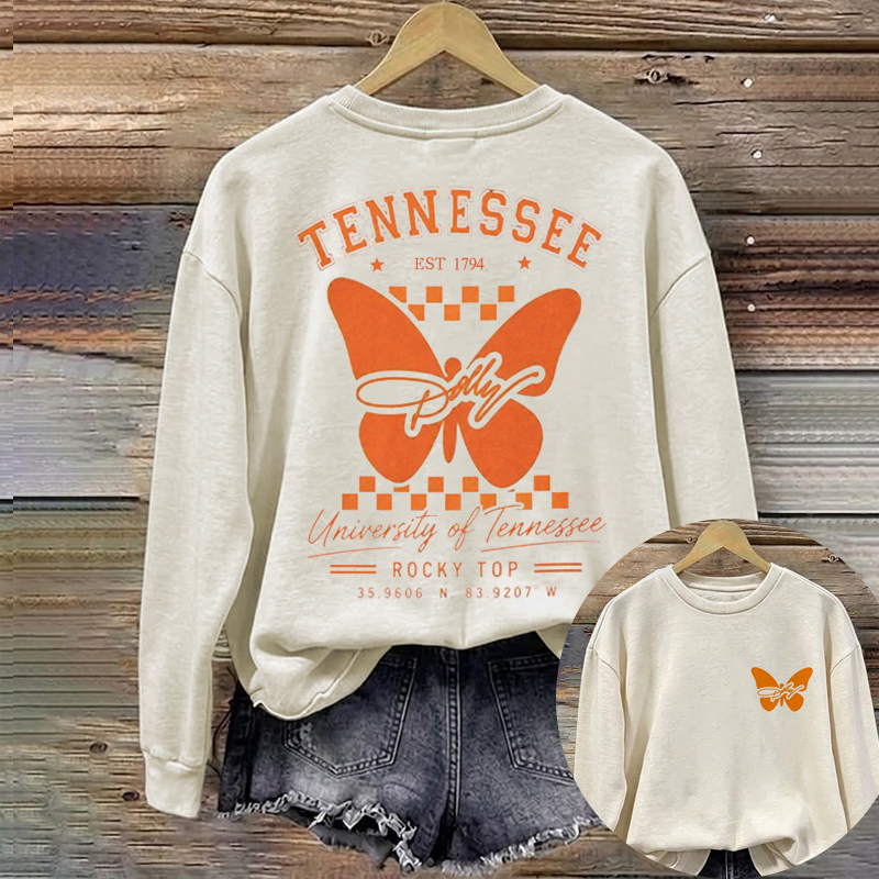 Dolly Orange Butterfly Tennessee Football Sweatshirt
