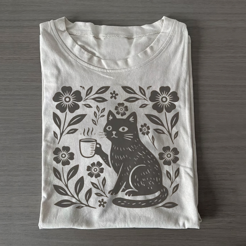 Boho Cat Coffee Lover T-shirt
