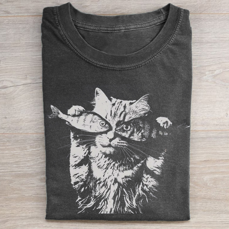 Funny Fish Eye Cat T-shirt