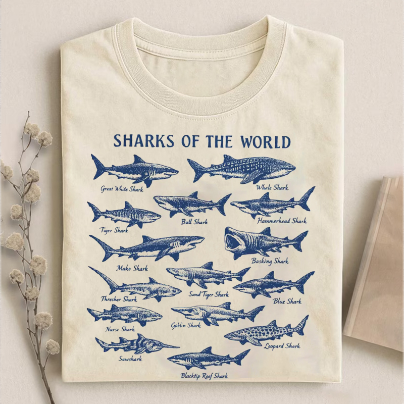 Vintage Sharks Of The World T-shirt