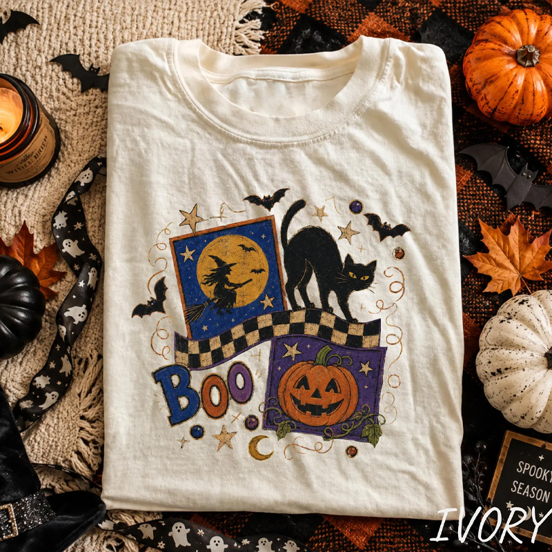 Black Cat Witch Boo T-shirt