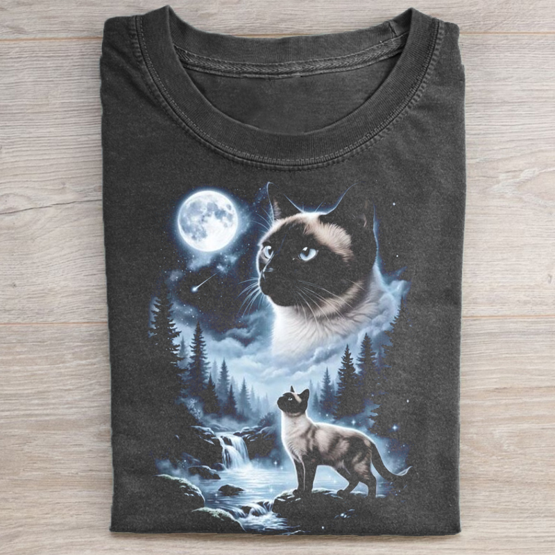Siamese Cat Howling to the Moon T-shirt