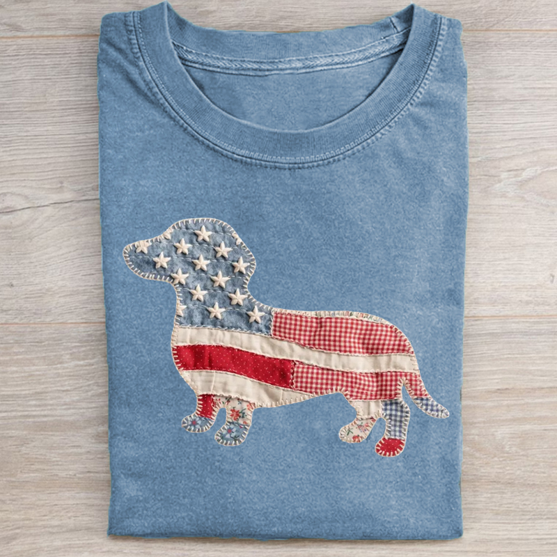 Faux Patchwork Dachshund T-shirt