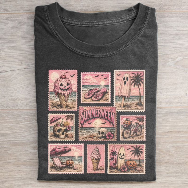 Pink Halloween Beach T-shirt