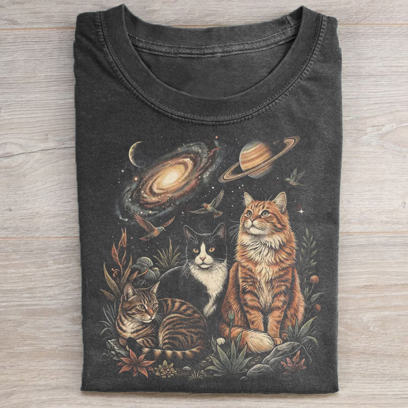 Vintage Galaxy Cosmic Cats T-shirt