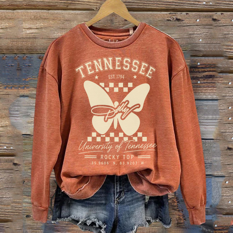 Dolly Orange Butterfly Tennessee Football Sweatshirt