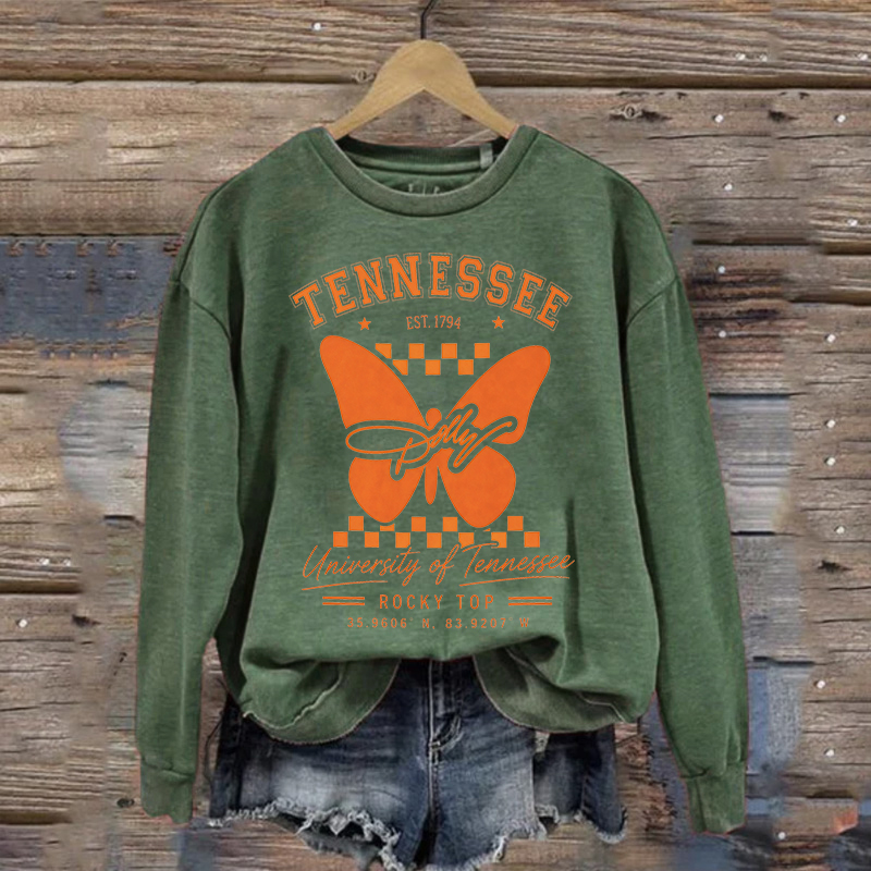 Dolly Orange Butterfly Tennessee Football Sweatshirt