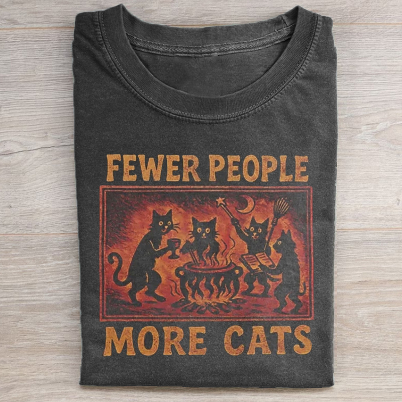 Vintage Fewer People More Cats T-shirt