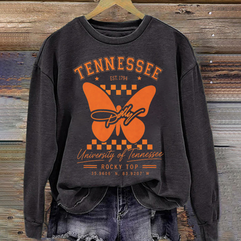 Dolly Orange Butterfly Tennessee Football Sweatshirt