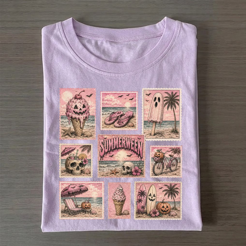 Pink Halloween Beach T-shirt