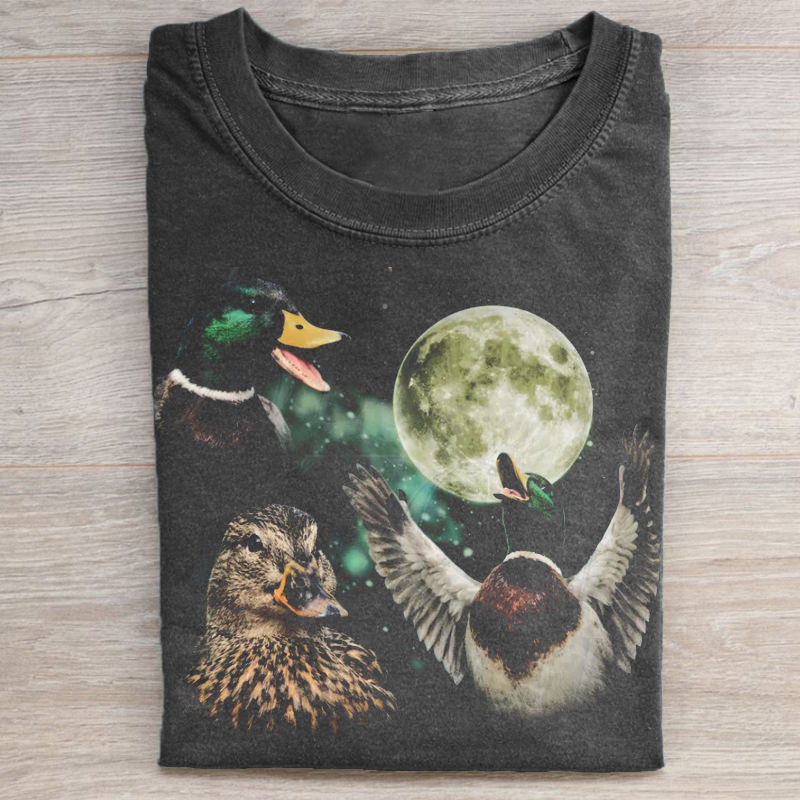Mallard Duck Moon Vintage Graphic T-shirt