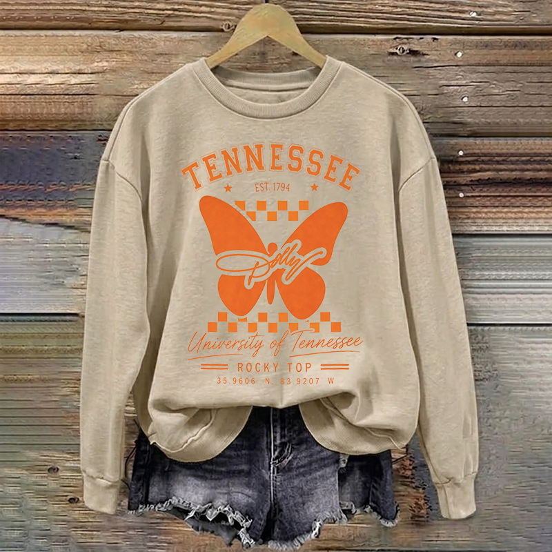Dolly Orange Butterfly Tennessee Football Sweatshirt