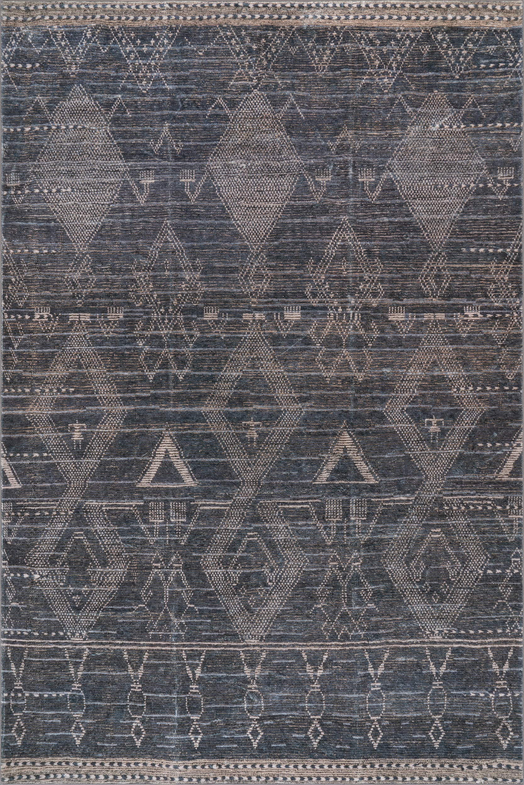 Isolated view of Charcoal Rectangle Nevara Abstract Handmade Wool Rug, showcasing its design