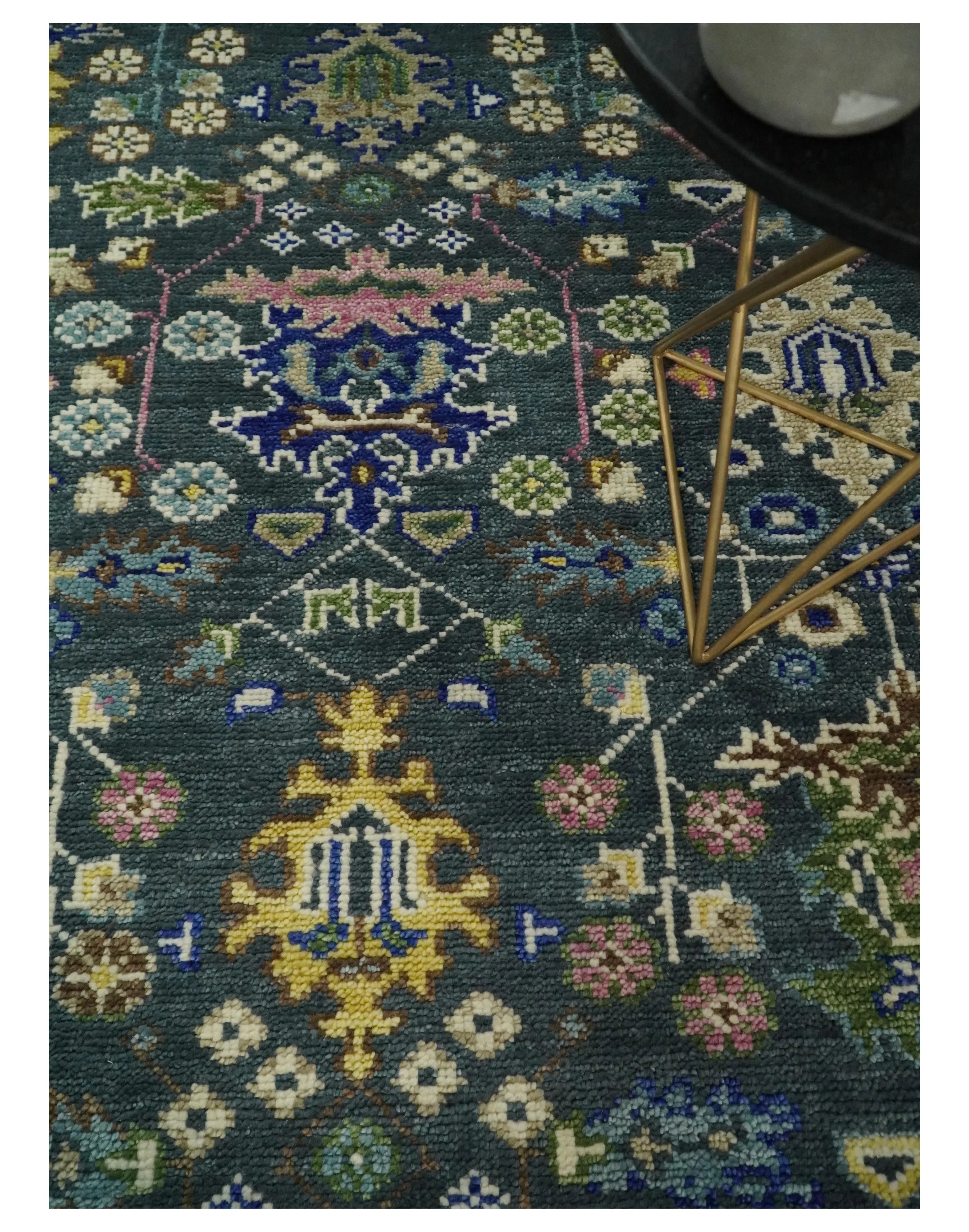 Antique Hand Knotted Blue Traditional Turkish Vintage Oushak Custom Made Wool Area Rug - The Mayfair Hall