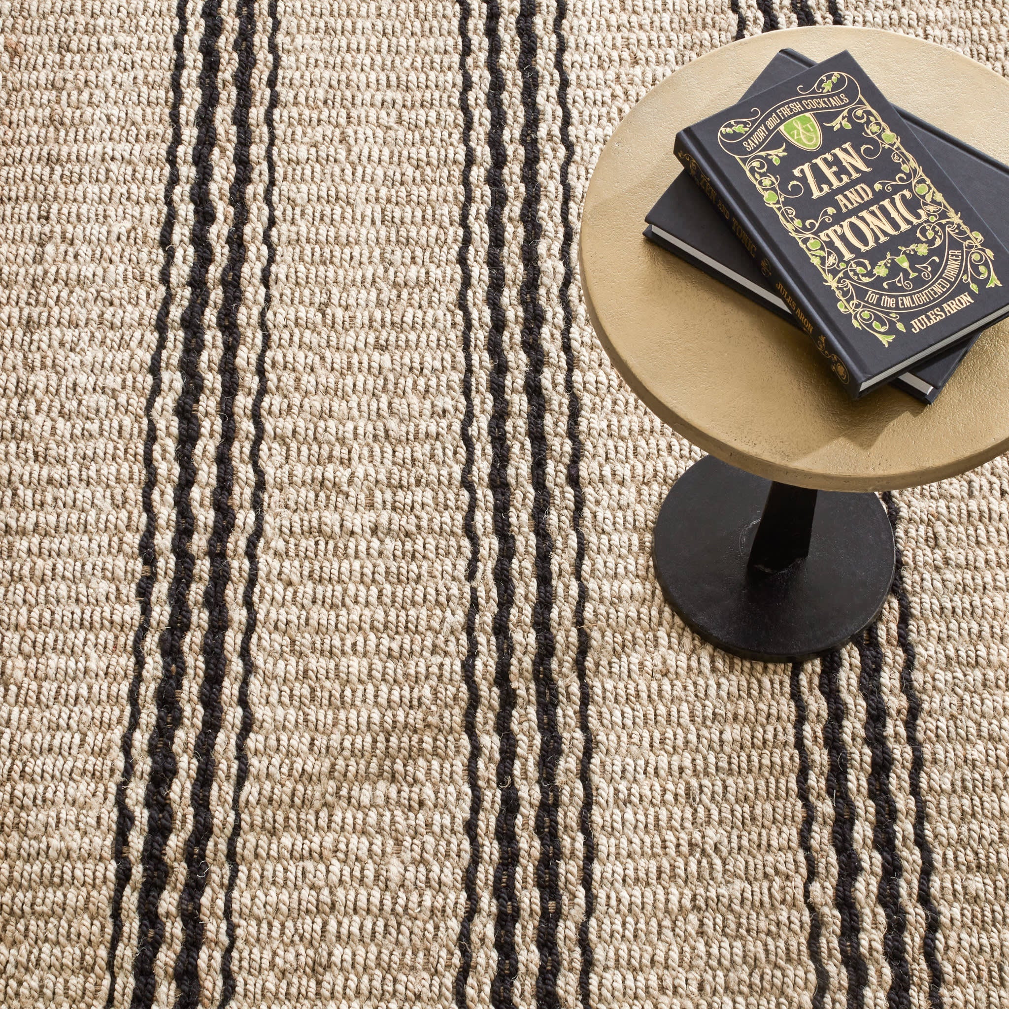 Jute Ticking Handwoven Jute Rug | Black