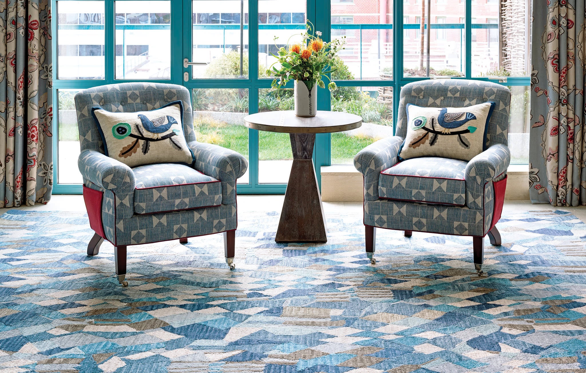 Deer Leap Hand Hooked Wool Rug | Blue