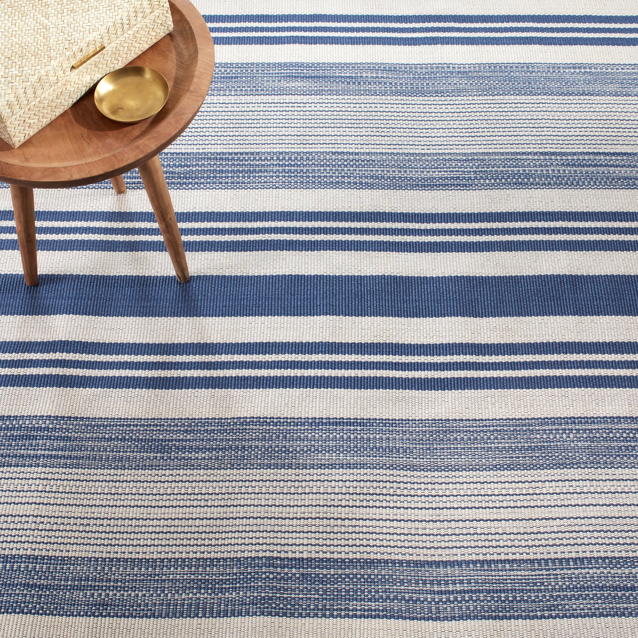 Quincy Stripe Handwoven Indoor/Outdoor Rug | Denim