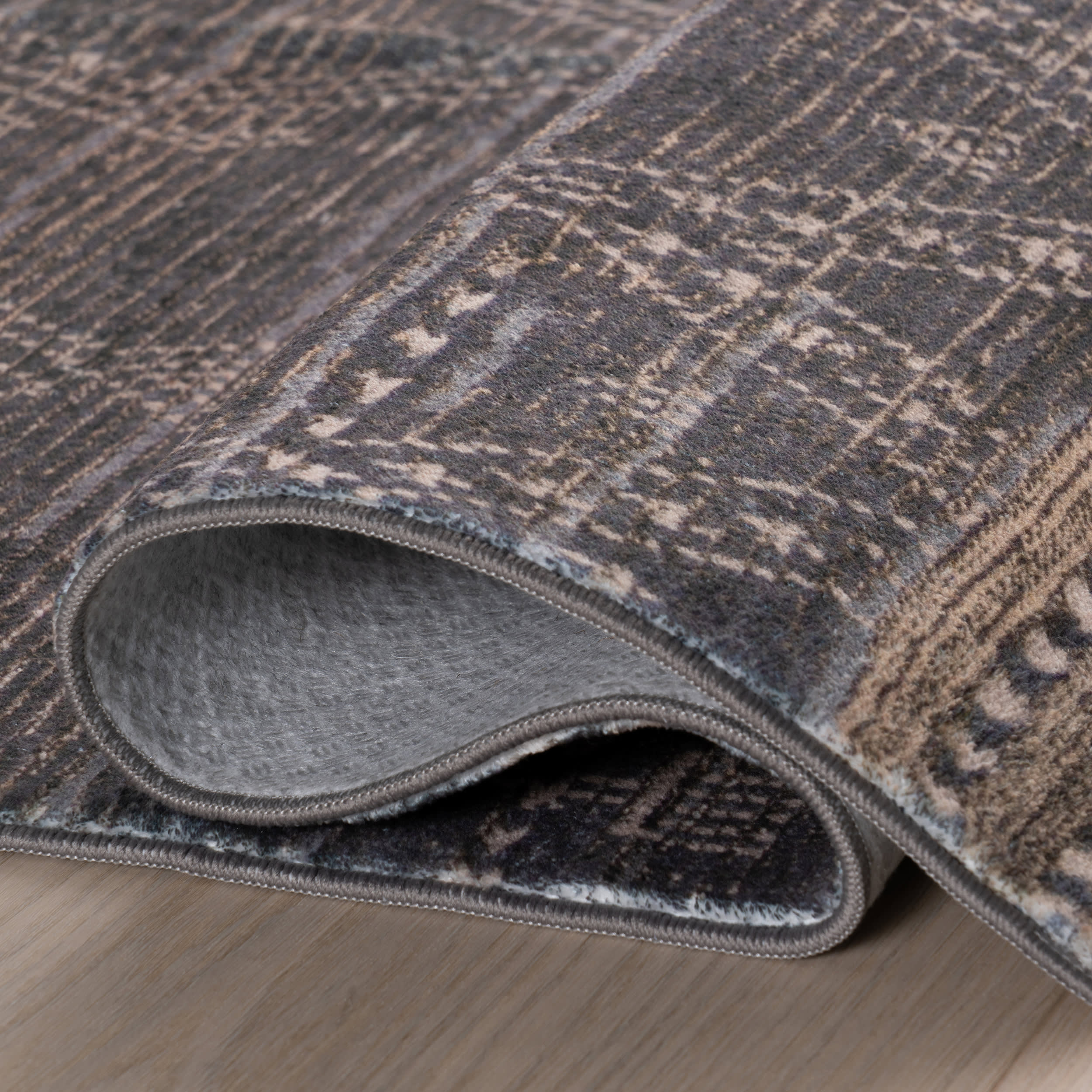 Nevara Abstract Washable Rug | Charcoal