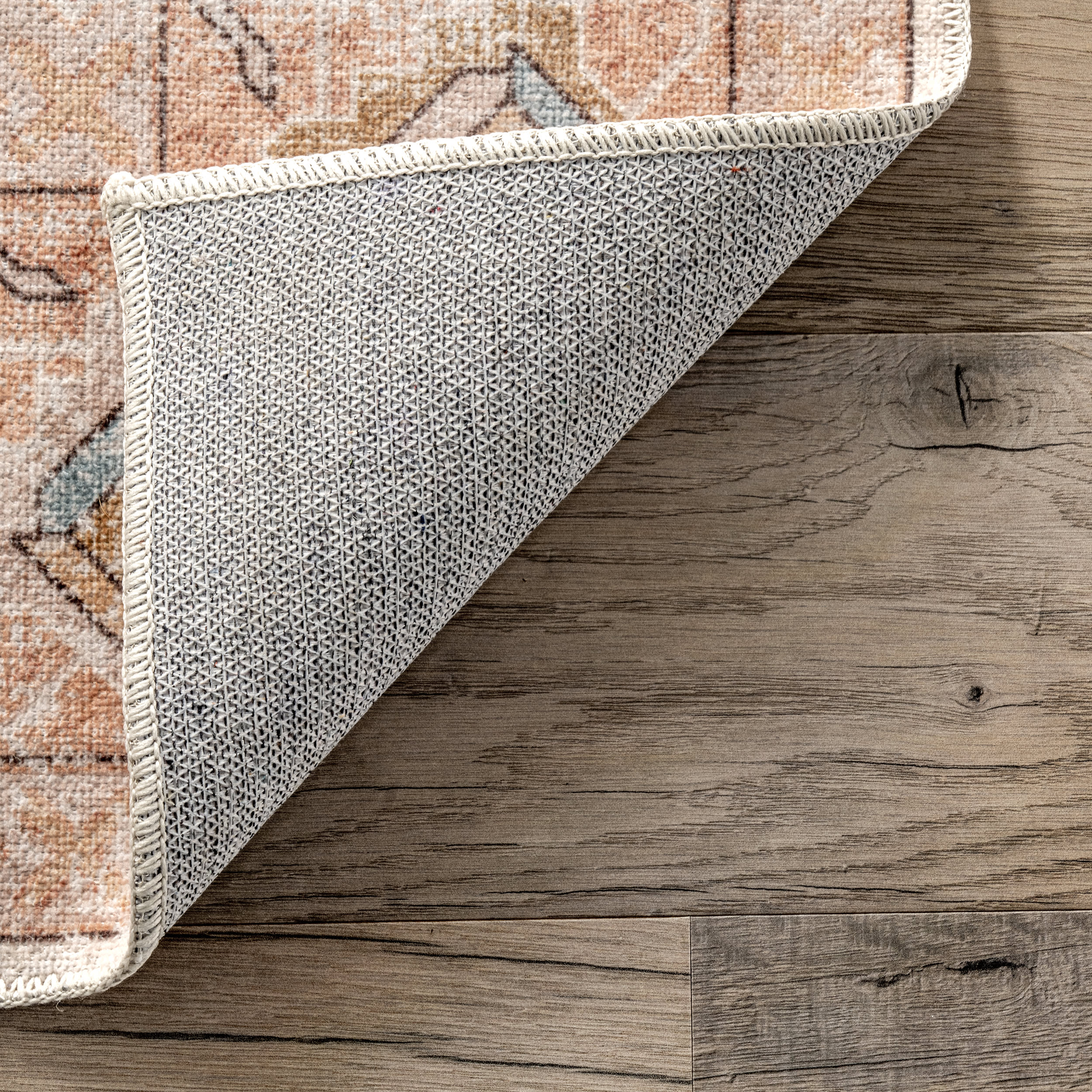 Mara Medallion Spill Proof Washable Rug | Peach