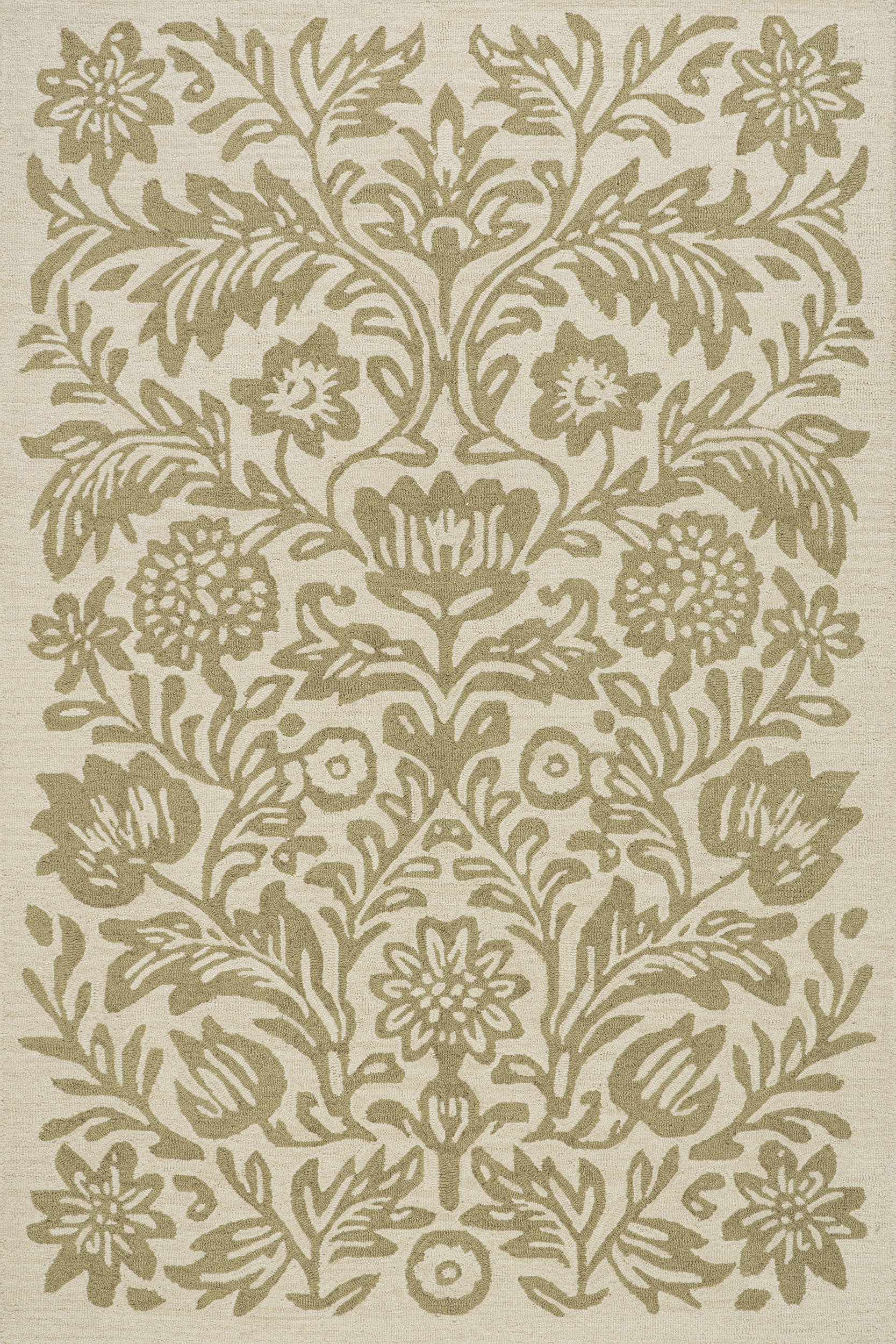 Isolated view of Olive Runner Ayloh Transitional Floral and Paisley Rug, showcasing its design