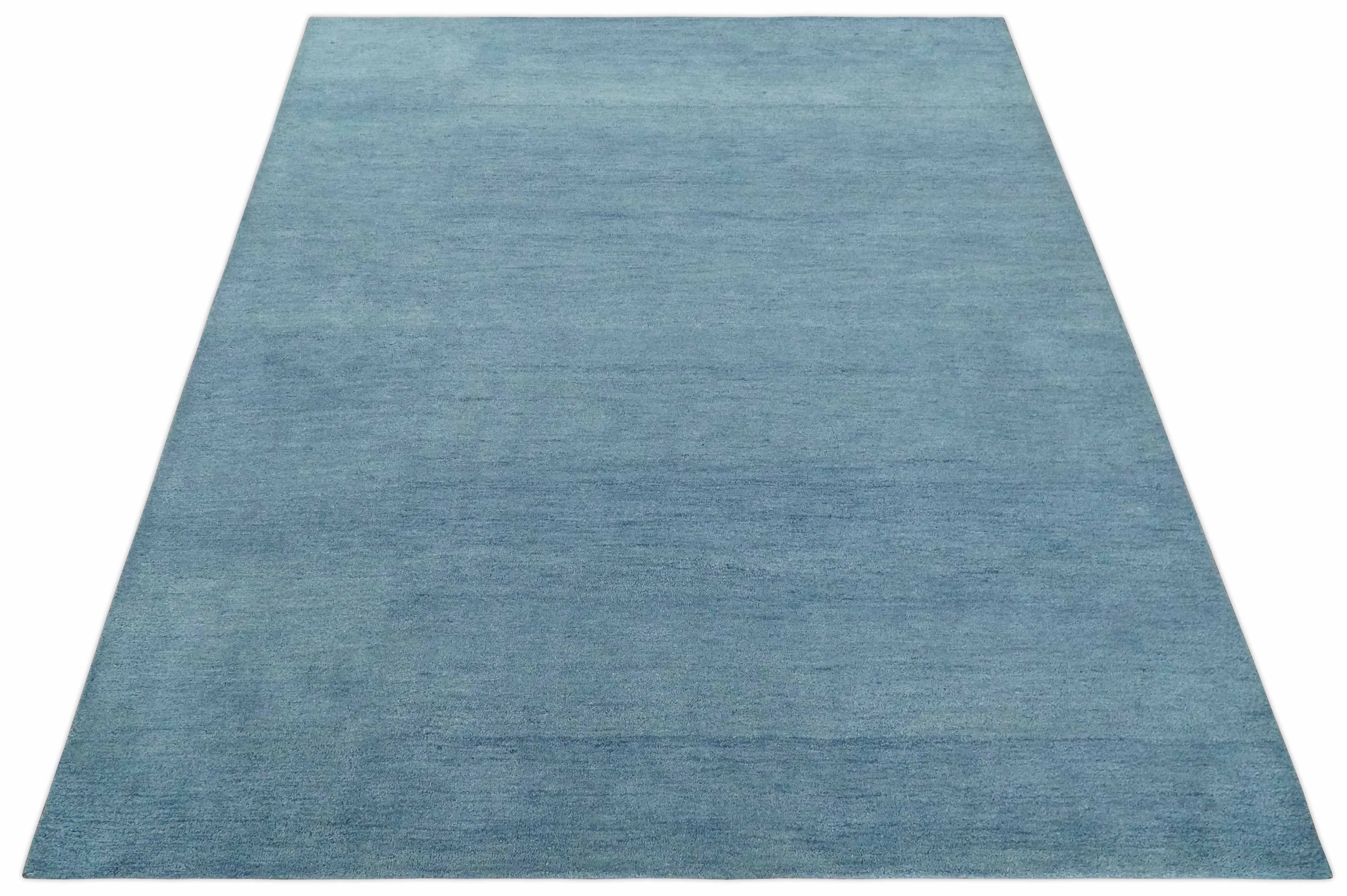 Custom Made Solid Plane Light Blue Woolen Hand Tufted wool area Rug - The Mayfair Hall