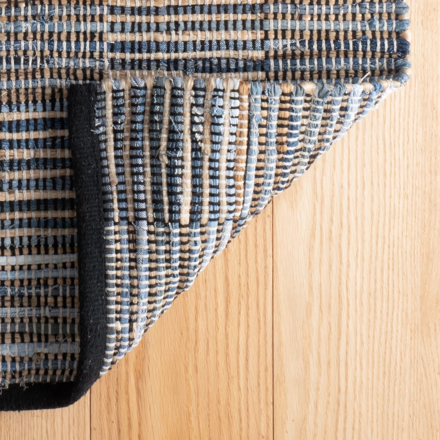 Denim Rag Gridwork Handwoven Cotton Rug | Blue