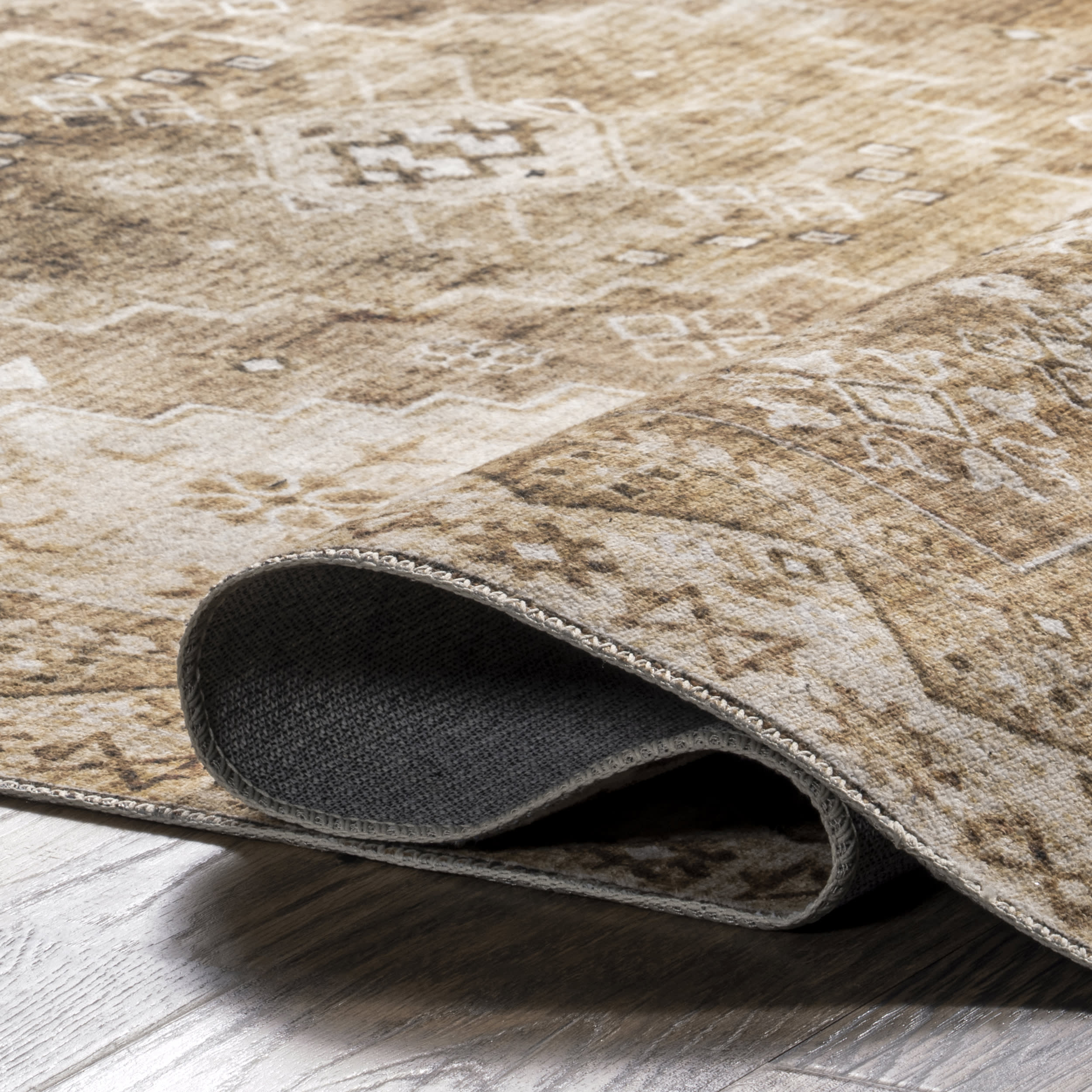 Jessamine Spill Proof Washable Geometric Rug | Tan