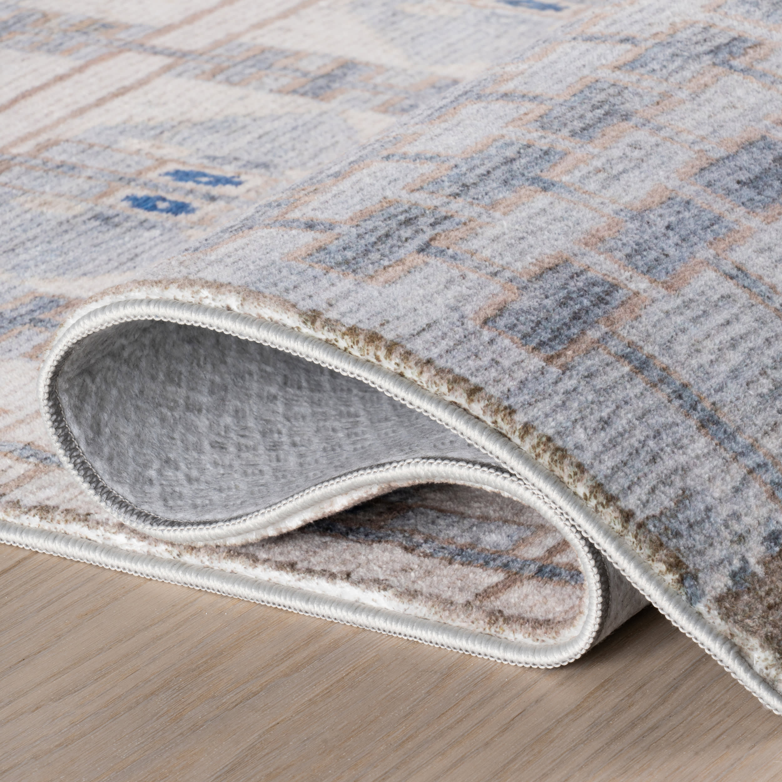 Drusilae Abstract Washable Rug | Light Blue