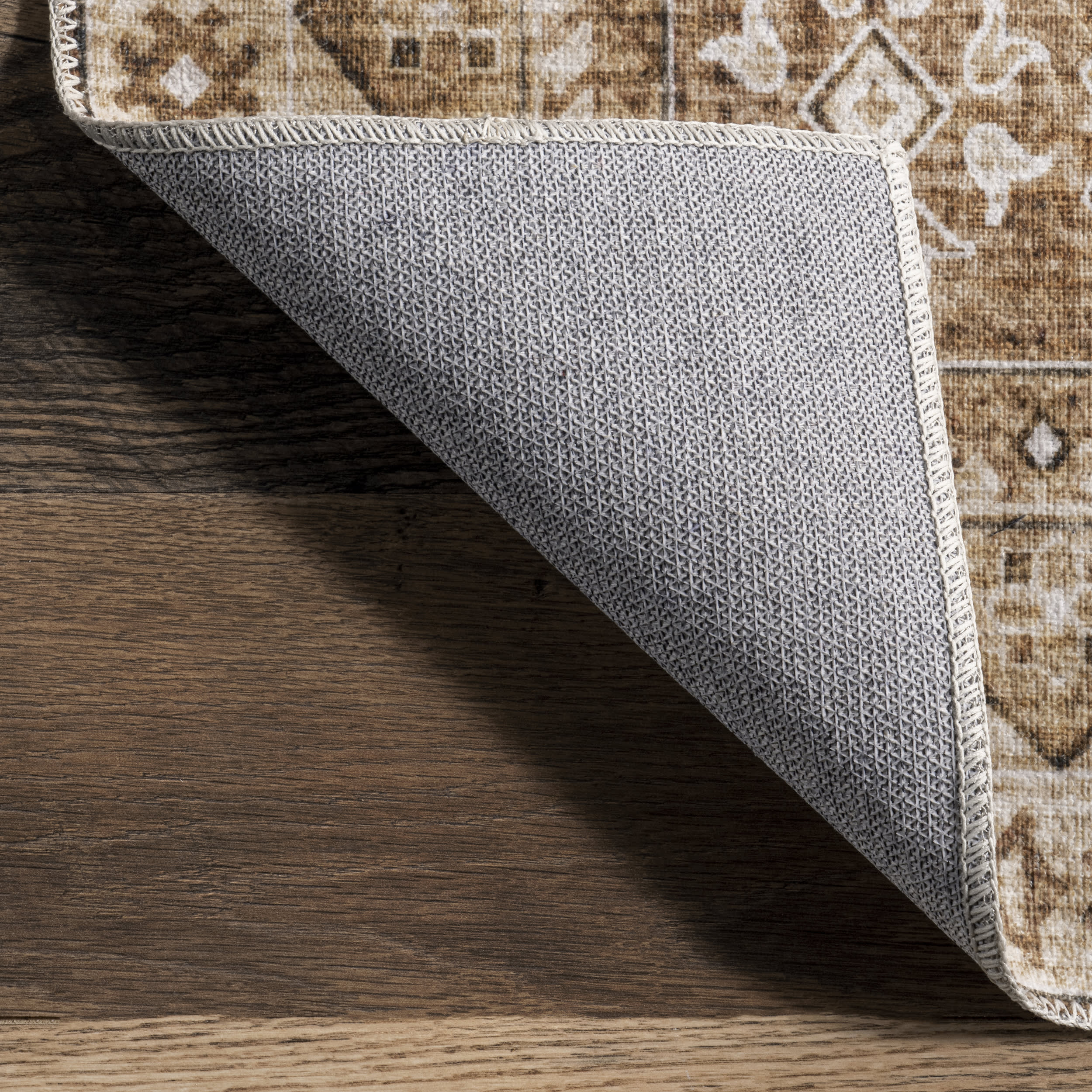 Jessamine Spill Proof Washable Geometric Rug | Tan