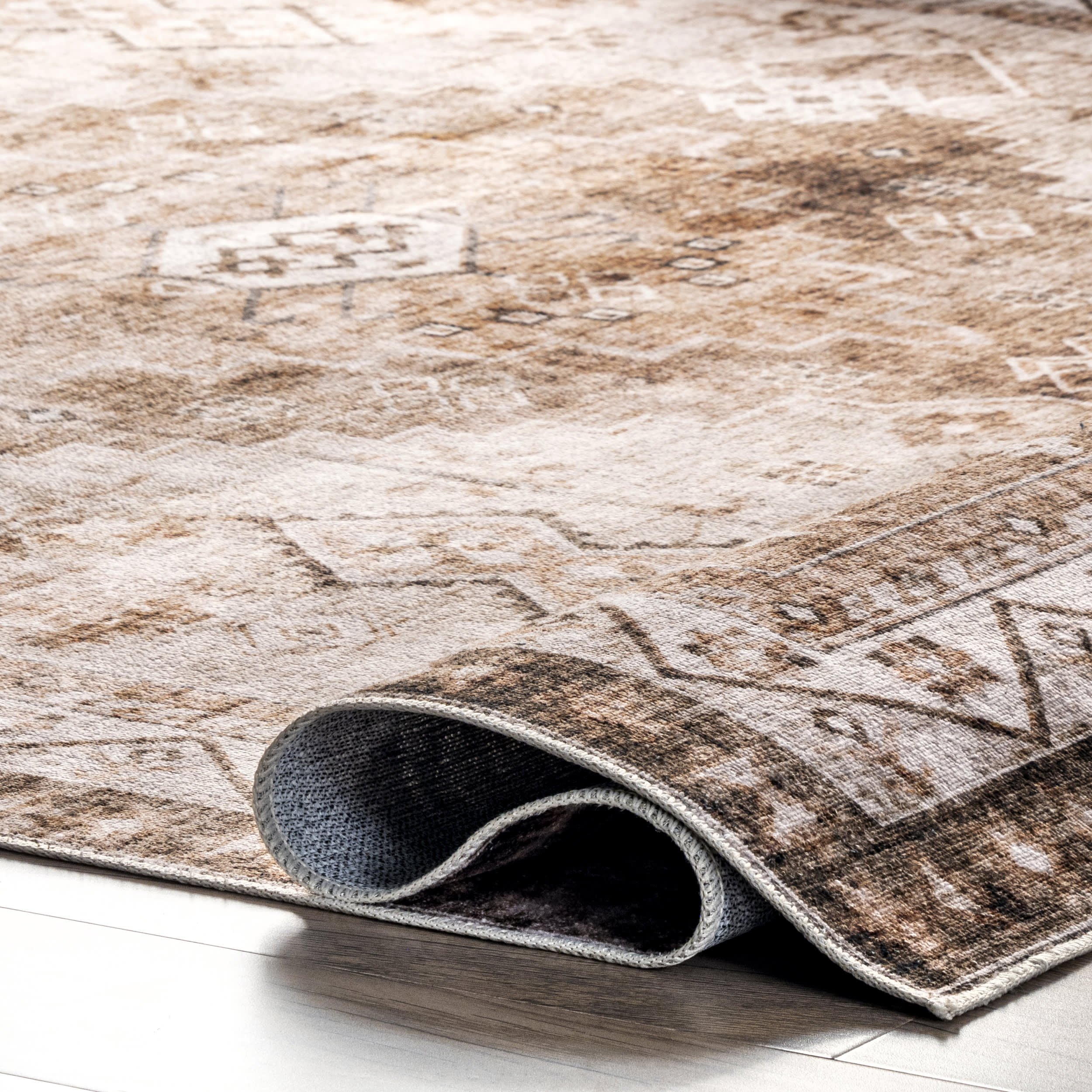 Jessamine Spill Proof Washable Geometric Rug | Beige