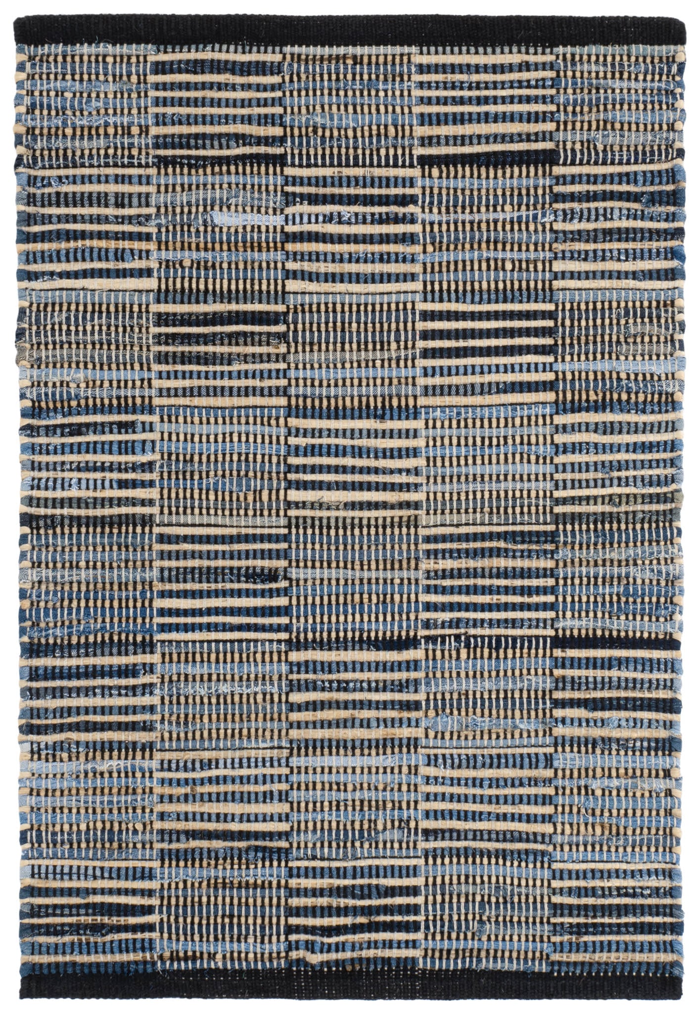 Denim Rag Gridwork Handwoven Cotton Rug | Blue