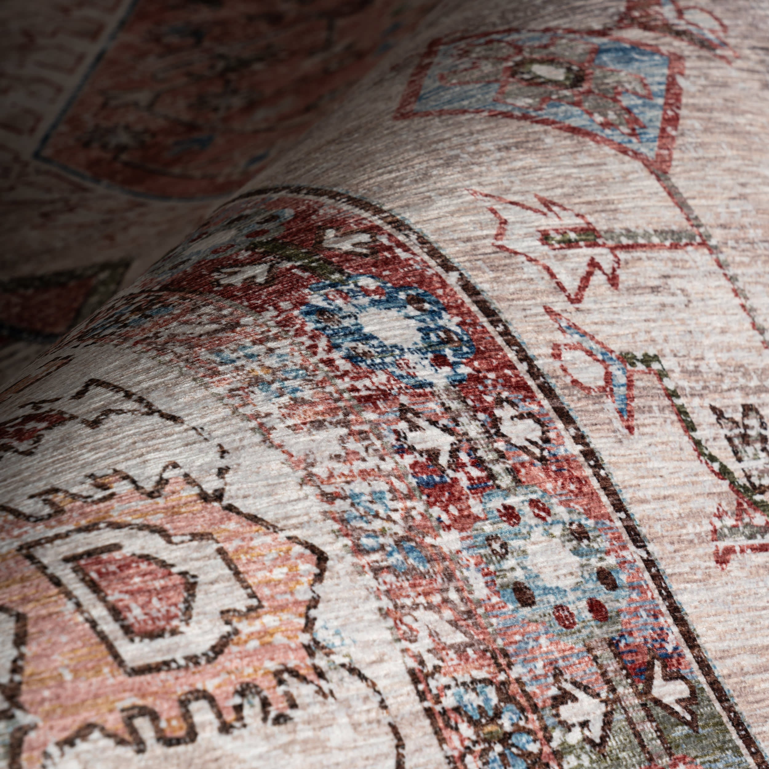 Runic Medallion Spill Proof Washable Rug | Brick