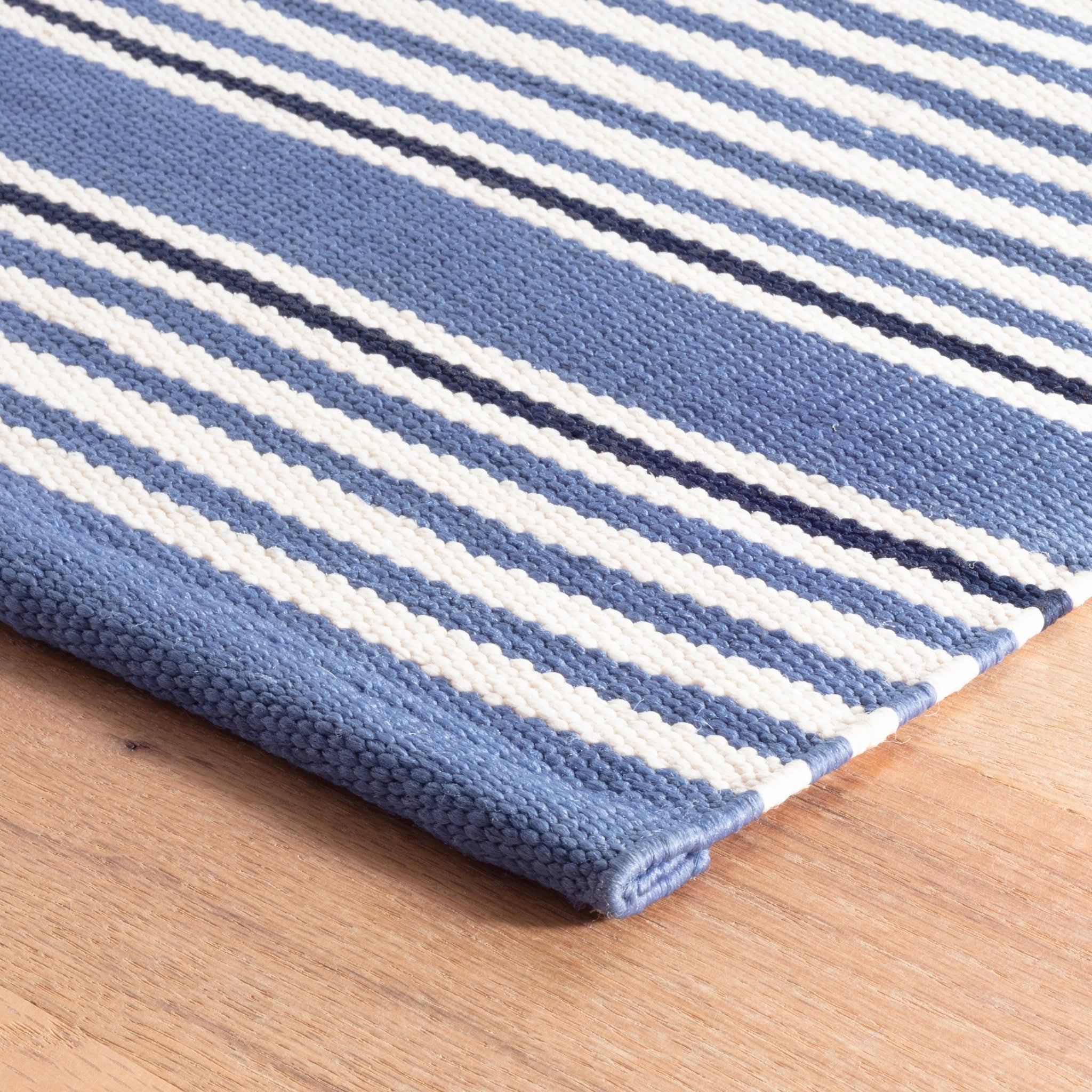 Rugby Stripe Handwoven Indoor/Outdoor Rug | Denim