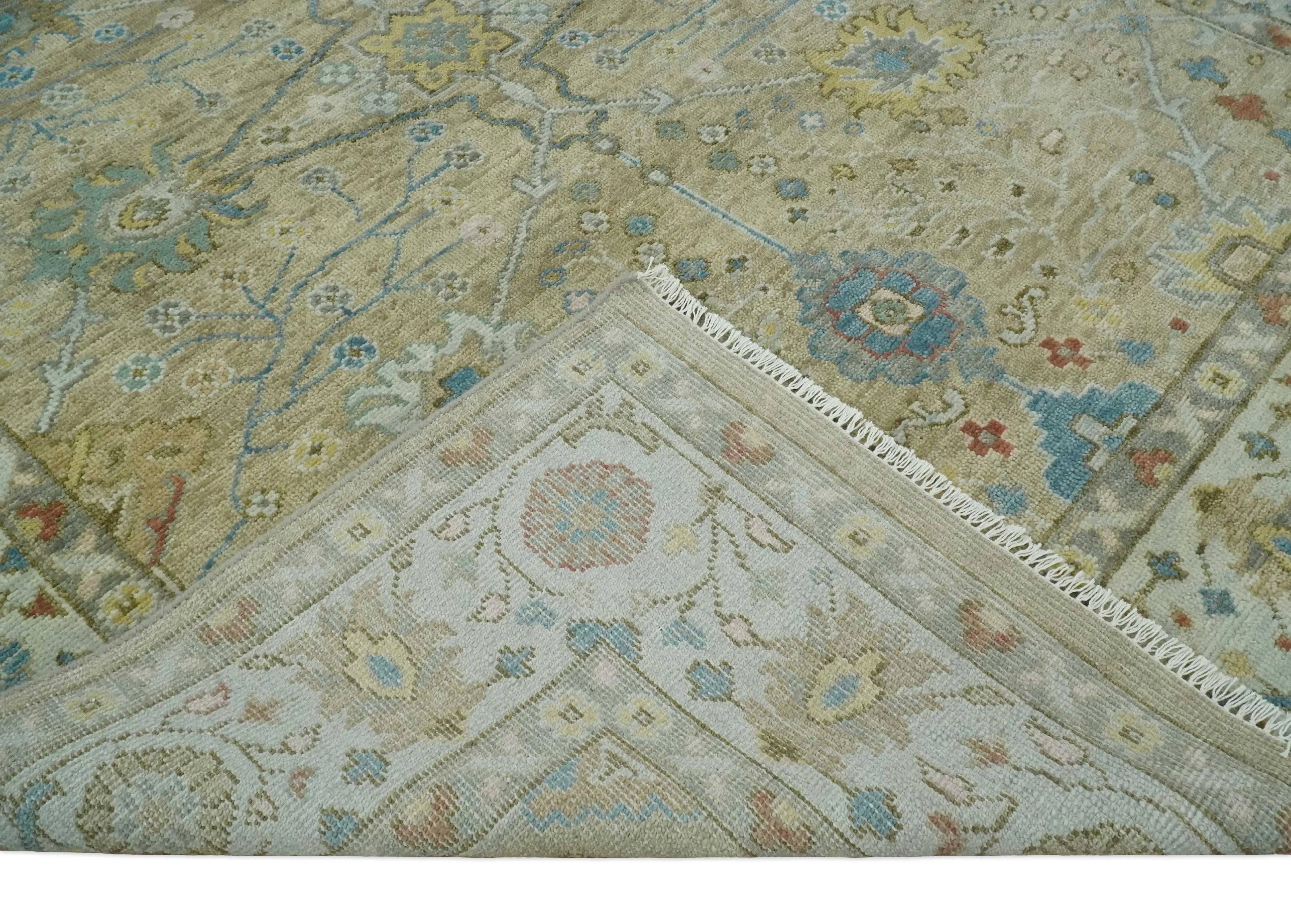 Hand Knotted Beige, Ivory and Gray Traditional Oushak Custom Made Wool Area Rug - The Mayfair Hall