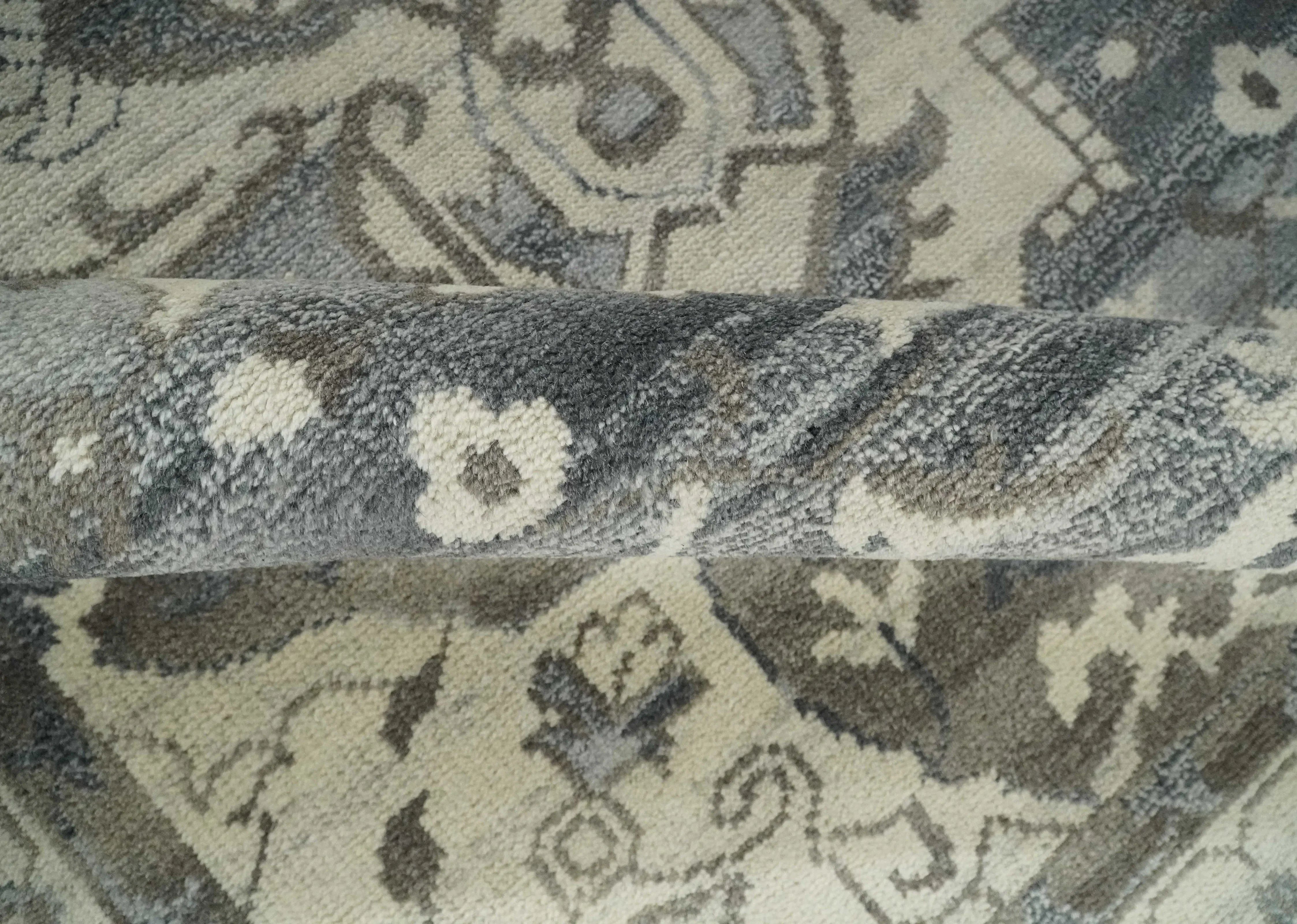 Custom Made Hand Knotted Ivory, Charcoal and Gray Traditional Medallion Natural Wool Area Rug, Kids, Living Room and Bedroom Rug - The Mayfair Hall