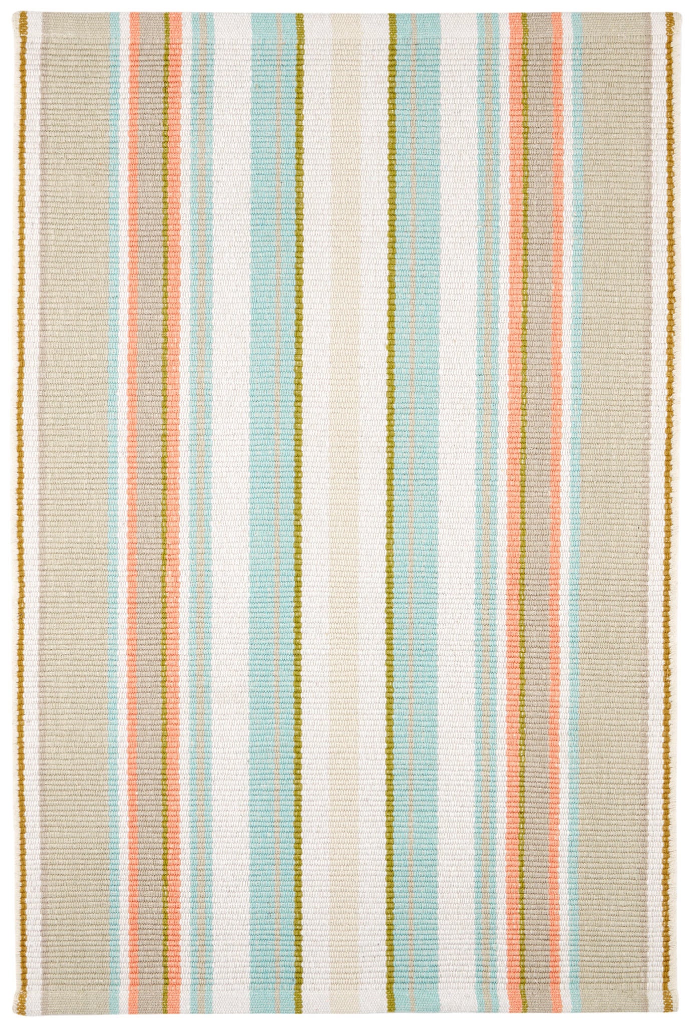 Daphne Stripe Handwoven Cotton Rug | Sky