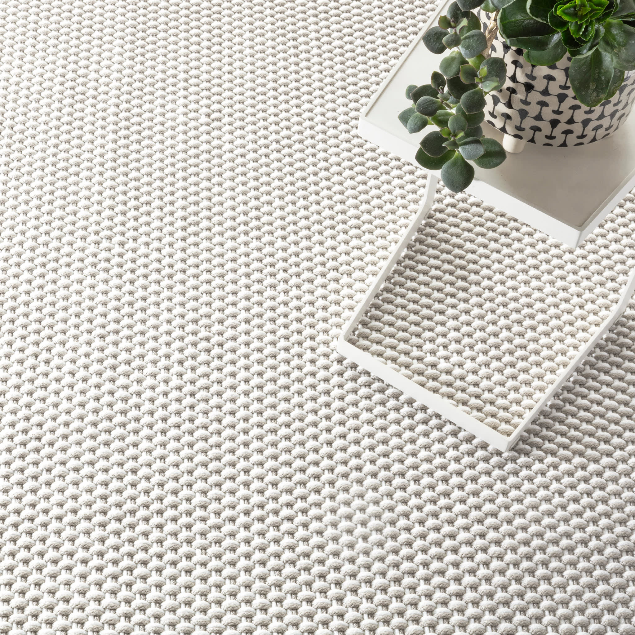 Two-Tone Rope Handwoven Indoor/Outdoor Rug | Platinum/White