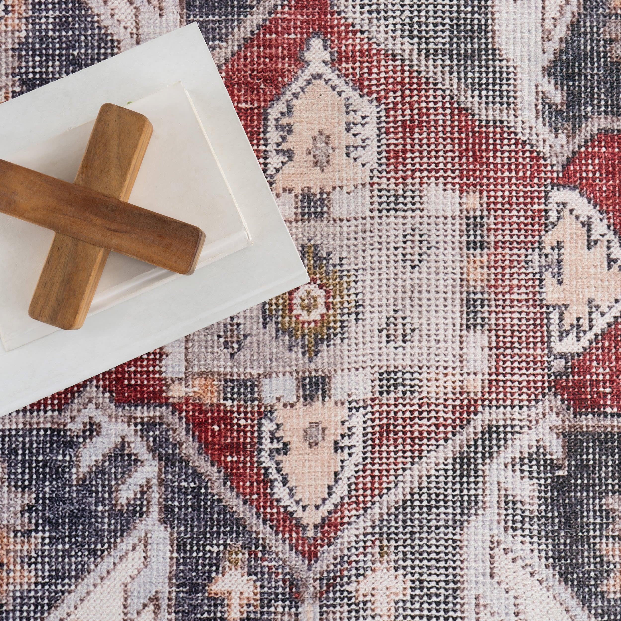 Crystalline Medallion Spill Proof Washable Rug | Beige