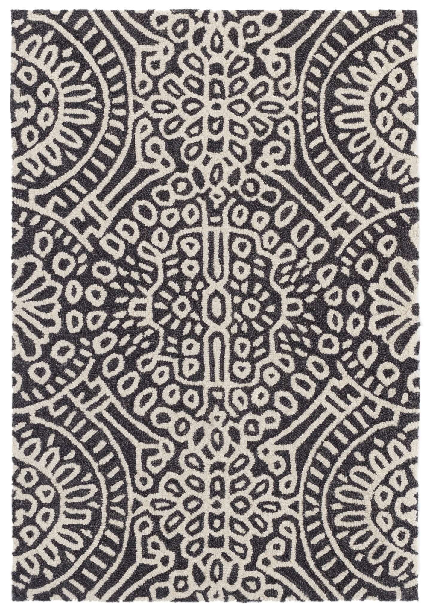 Temple Hand Micro Hooked Wool Rug | Charcoal