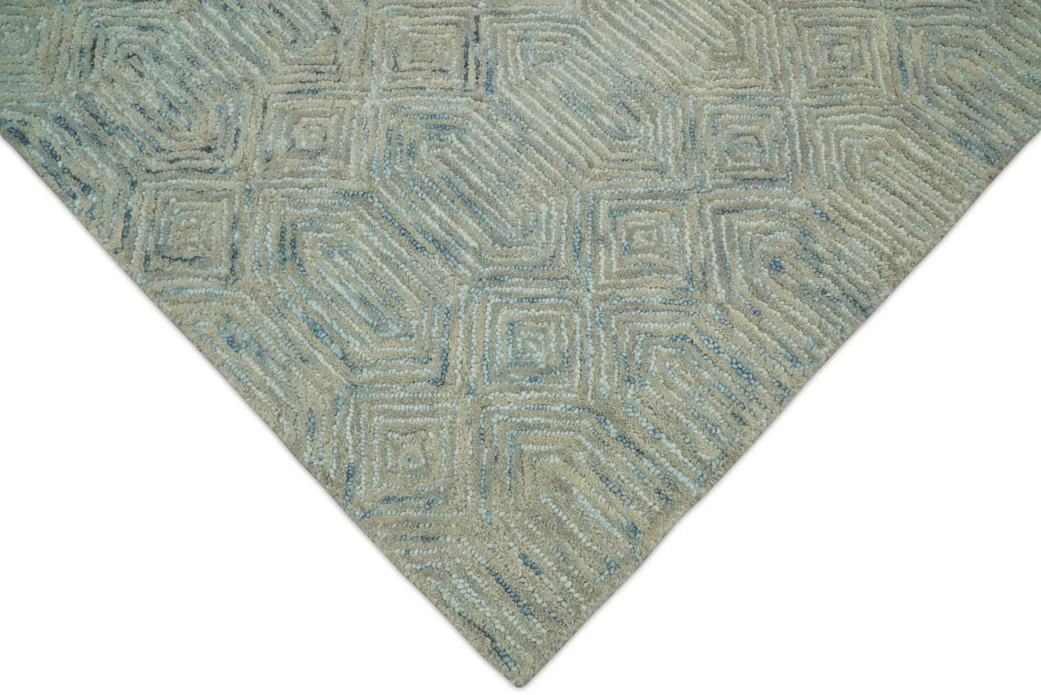5x8 and 8x10 Hand Made Woolen Modern Camel and Blue Area Rug | EVE004 - The Mayfair Hall