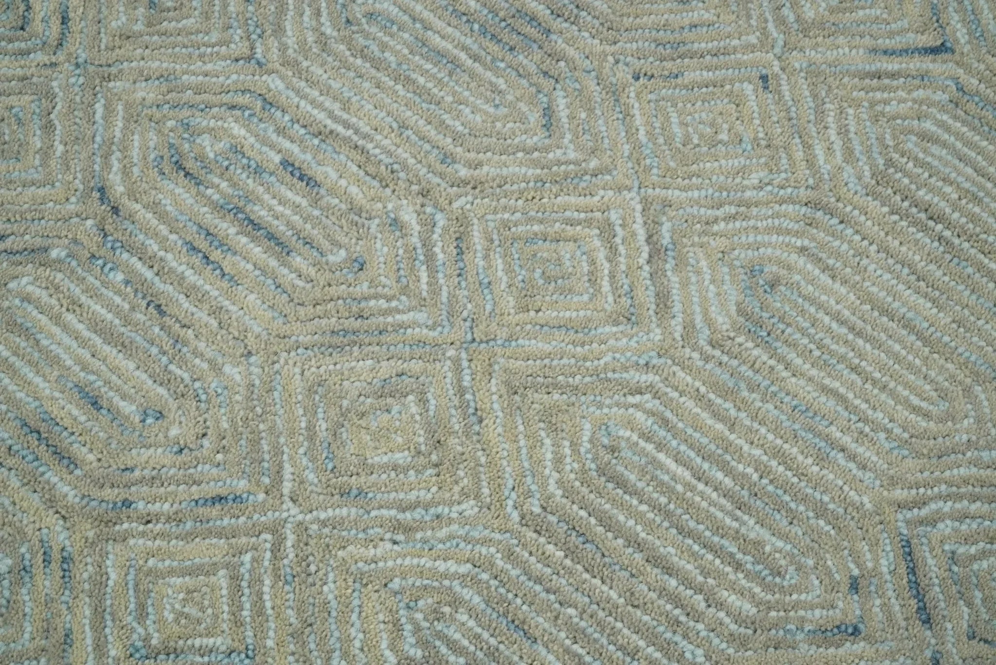 5x8 and 8x10 Hand Made Woolen Modern Camel and Blue Area Rug | EVE004 - The Mayfair Hall