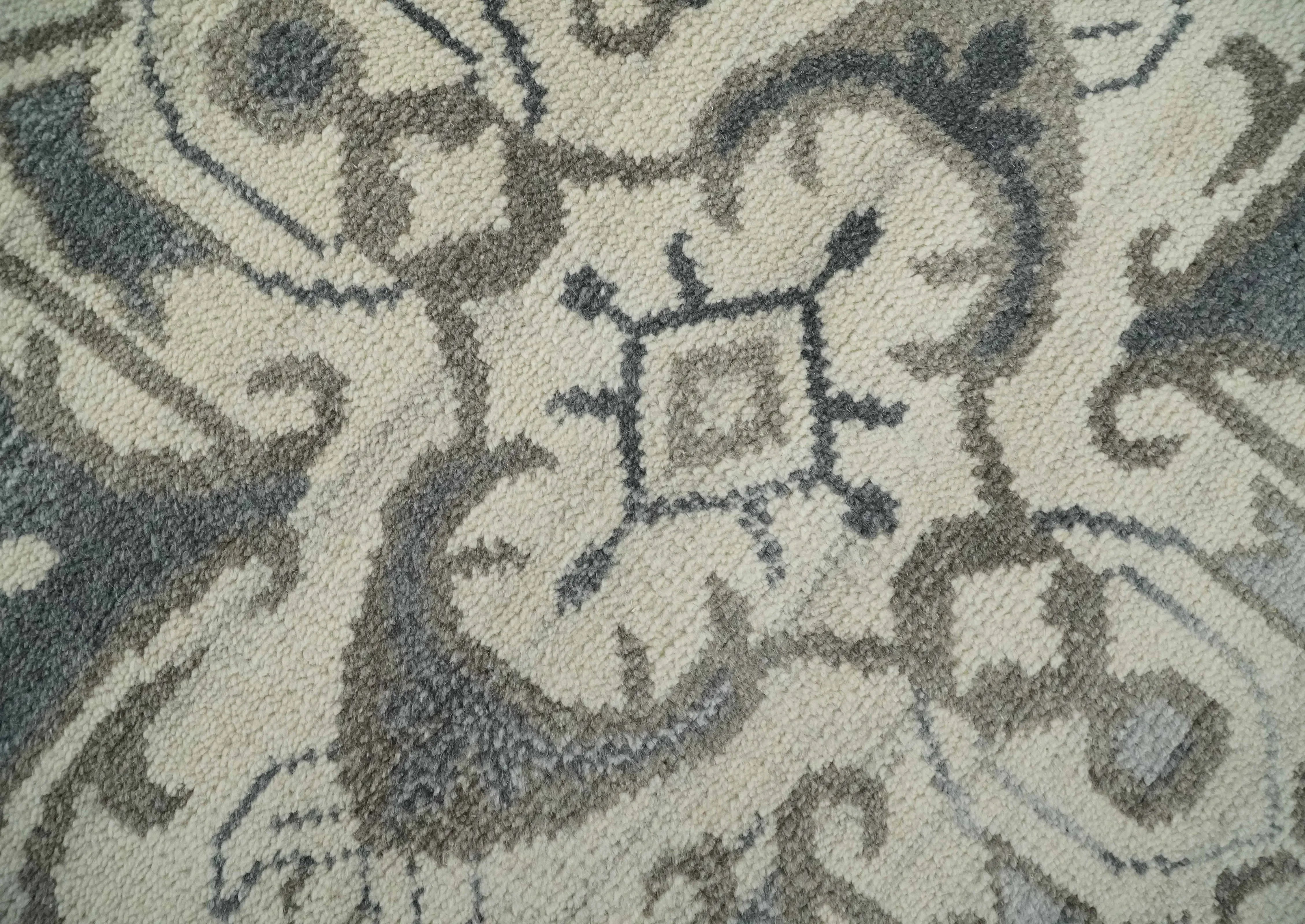 Custom Made Hand Knotted Ivory, Charcoal and Gray Traditional Medallion Natural Wool Area Rug, Kids, Living Room and Bedroom Rug - The Mayfair Hall