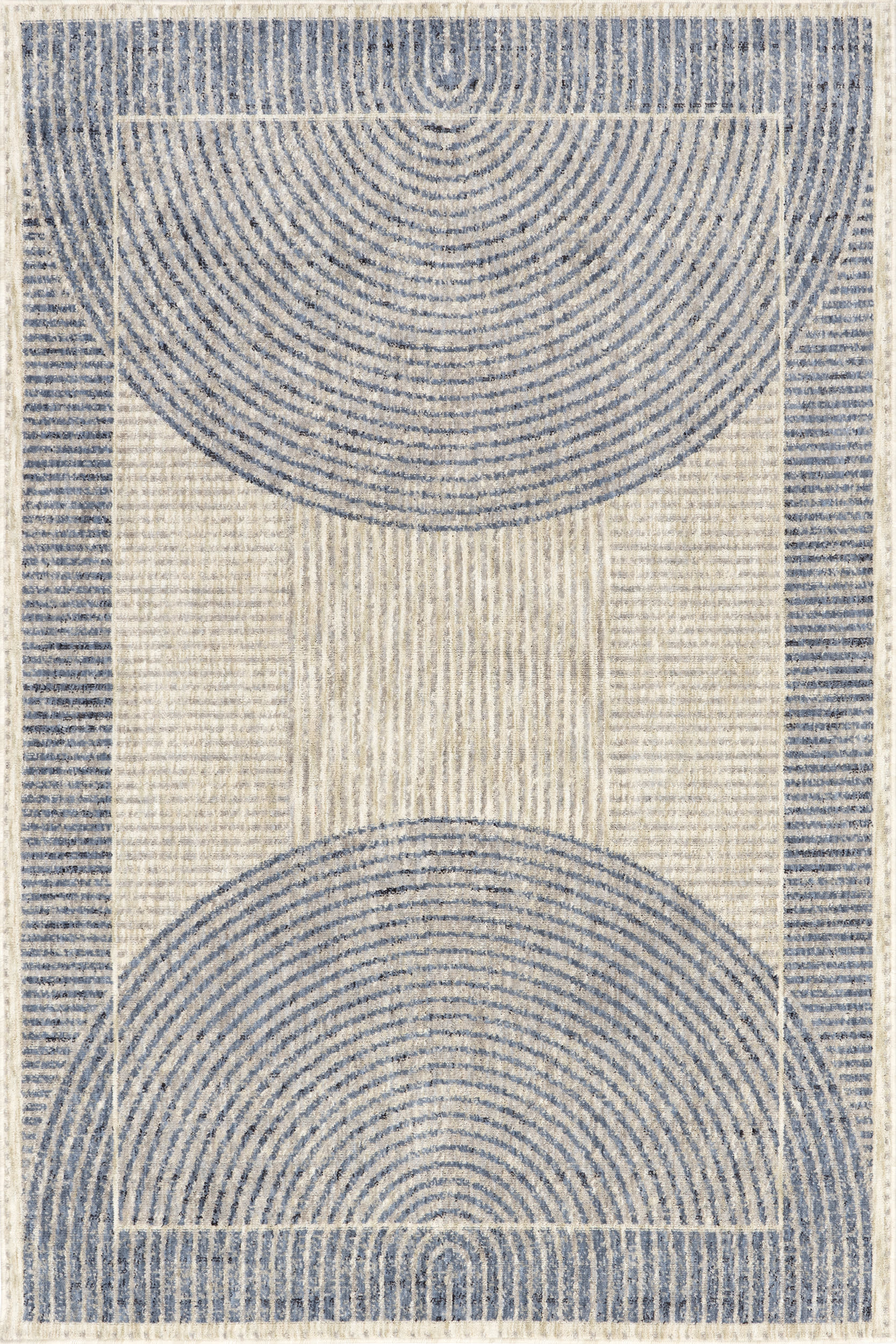Isolated view of Blue Rectangle Lela Boho Semi Circle Rug, showcasing its design