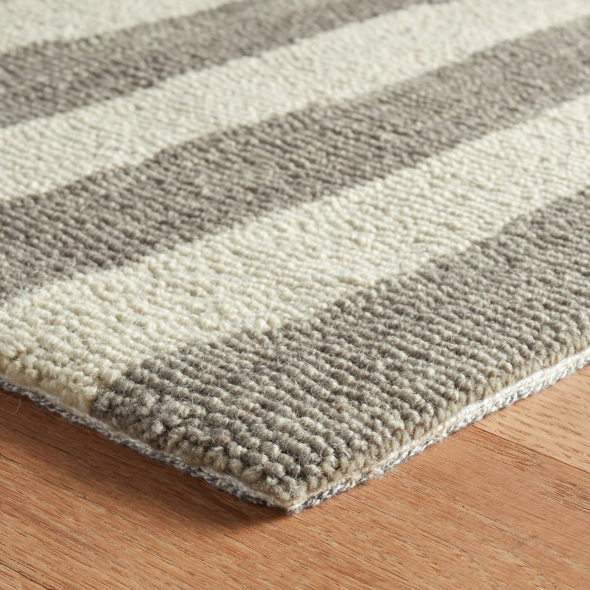 Silas Stripe Hand Micro Hooked Wool Rug | Grey